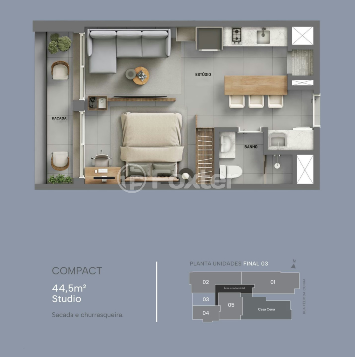 Apartamento à venda com 1 quarto, 44m² - Foto 2
