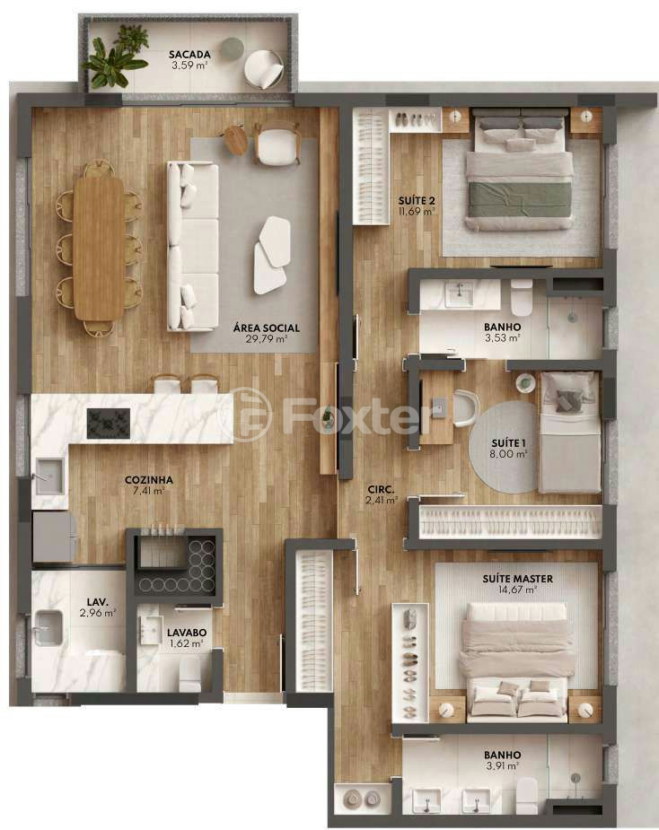 Apartamento à venda com 3 quartos, 109m² - Foto 2