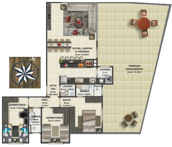 Apartamento à venda com 3 quartos, 186m² - Foto 3