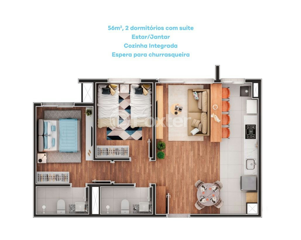 Apartamento à venda com 2 quartos, 56m² - Foto 1