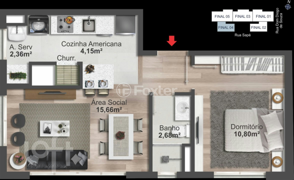 Apartamento à venda com 1 quarto, 39m² - Foto 8