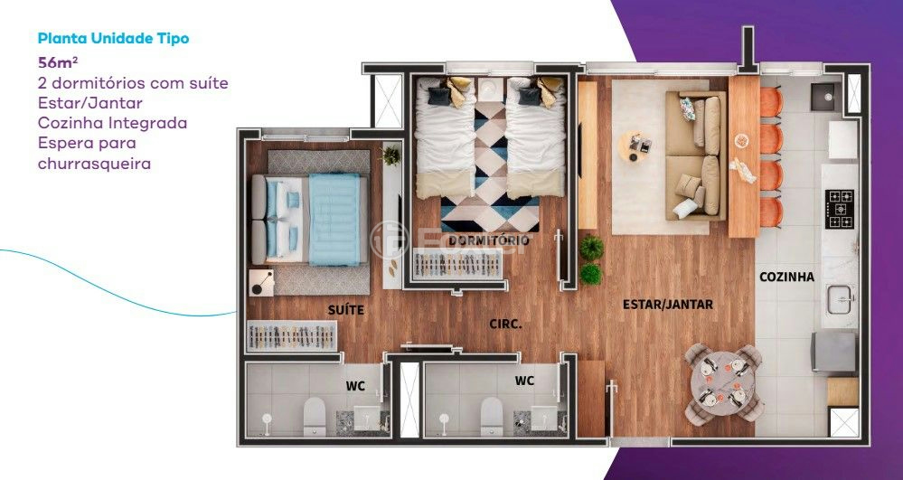 Apartamento à venda com 2 quartos, 56m² - Foto 6