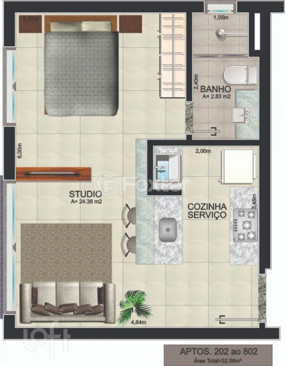 Kitnet e Studio à venda com 1 quarto, 32m² - Foto 2