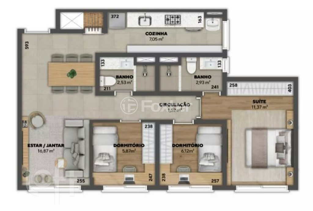 Apartamento à venda com 3 quartos, 67m² - Foto 1